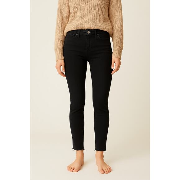 Paige Verdugo Ankle Skinny Jeans Black Raw Hem 28 Classic Timeless Fall Casual - Picture 1 of 6